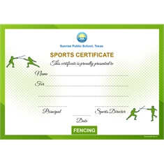 School Sports Award Certificate Fencing A4 Size | Use on Laser Printer